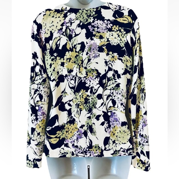 Talbots Floral V-Neck Silk Blend Cardigan Fairycore Petite Women's Size PS - Picture 3 of 11